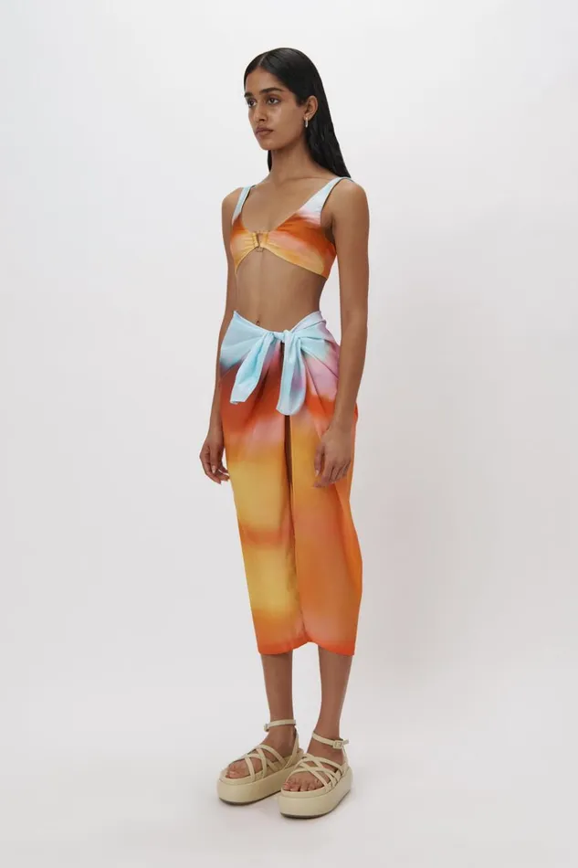 Jonathan Simkhai Makai Sarong Sunset Blur Orchid Women Pants and Bottoms
