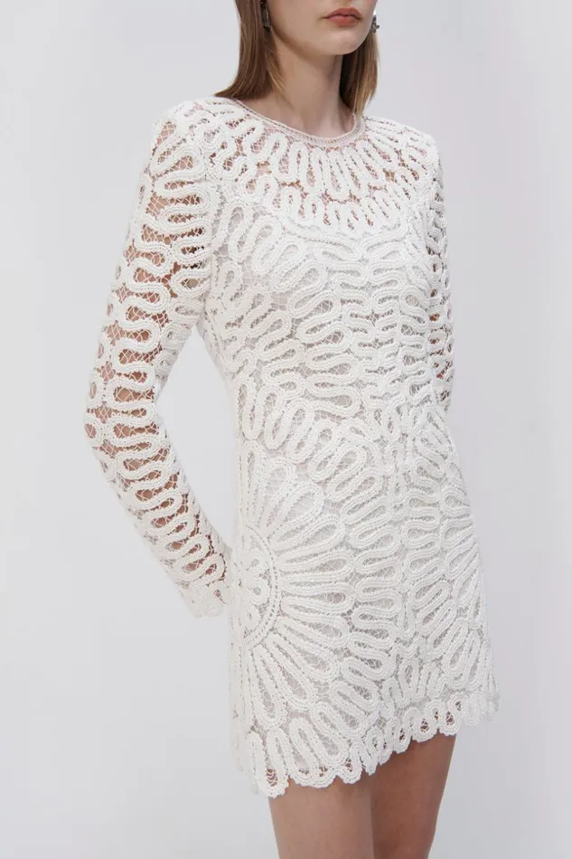 Jonathan Simkhai Mccall Crochet Mini Dress White Women Dresses and Jumpsuits