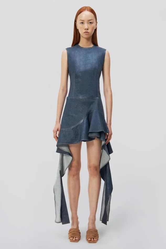 Jonathan Simkhai Sidonie Dress Coated Indigo Women Dresses and Jumpsuits