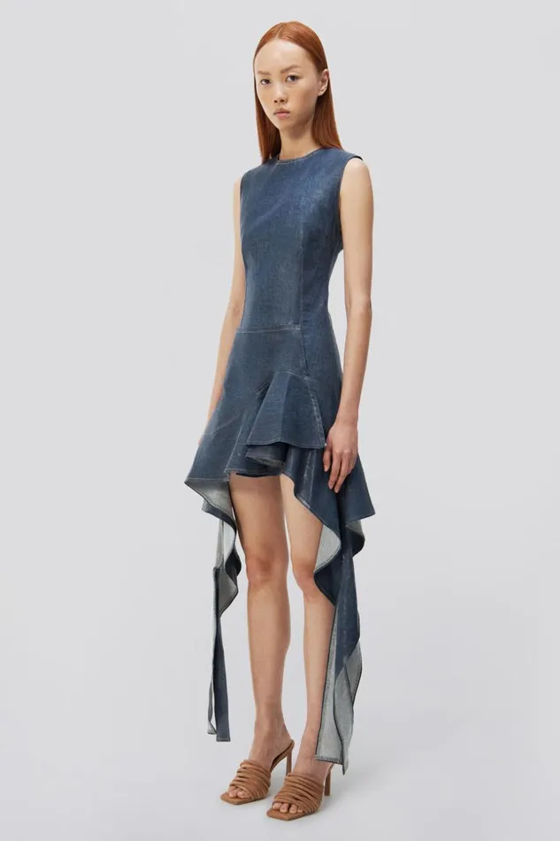 Jonathan Simkhai Sidonie Dress Coated Indigo Women Dresses and Jumpsuits