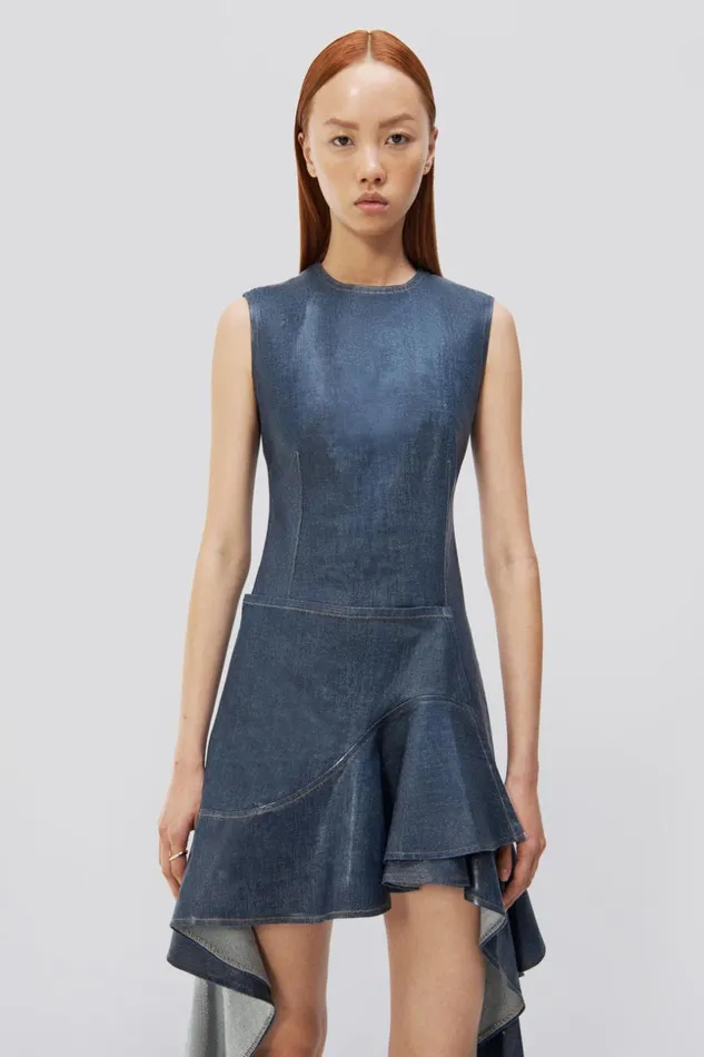 Jonathan Simkhai Sidonie Dress Coated Indigo Women Dresses and Jumpsuits