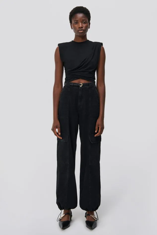 Jonathan Simkhai Signature Estelle Top Black Women Tops and Bodysuits
