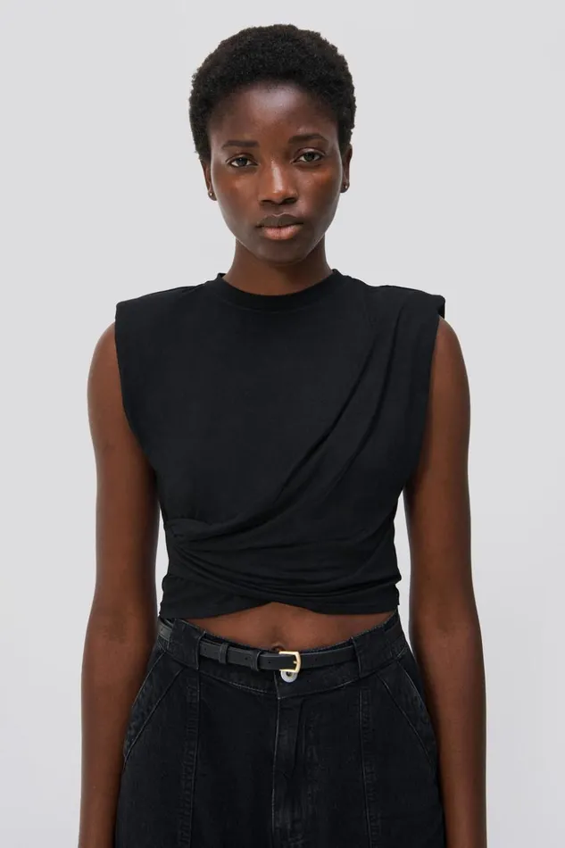 Jonathan Simkhai Signature Estelle Top Black Women Tops and Bodysuits