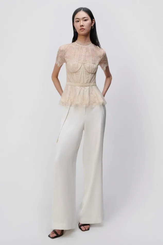 Jonathan Simkhai Signature Kehlani Bustier Top Champagne Women Tops and Bodysuits
