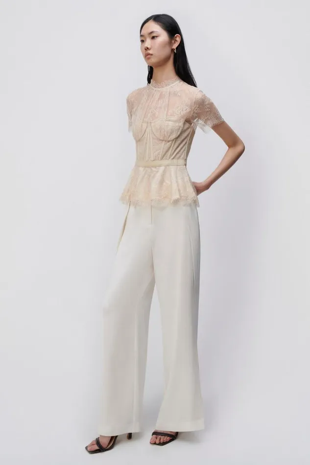 Jonathan Simkhai Signature Kehlani Bustier Top Champagne Women Tops and Bodysuits