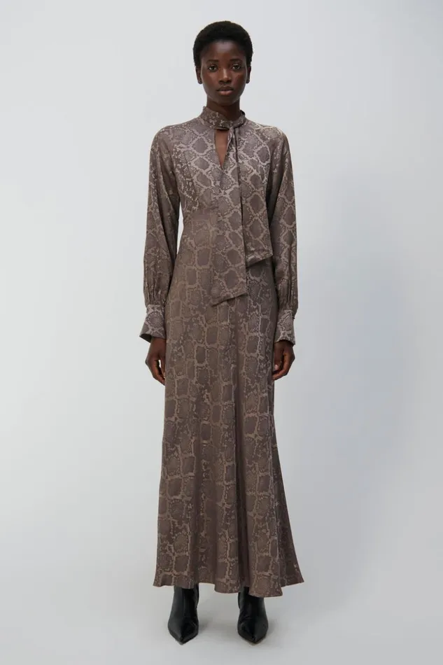 Jonathan Simkhai Tawney Dress Affogato Python Women Dresses and Jumpsuits