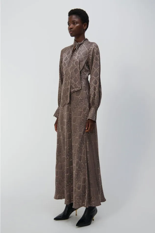 Jonathan Simkhai Tawney Dress Affogato Python Women Dresses and Jumpsuits