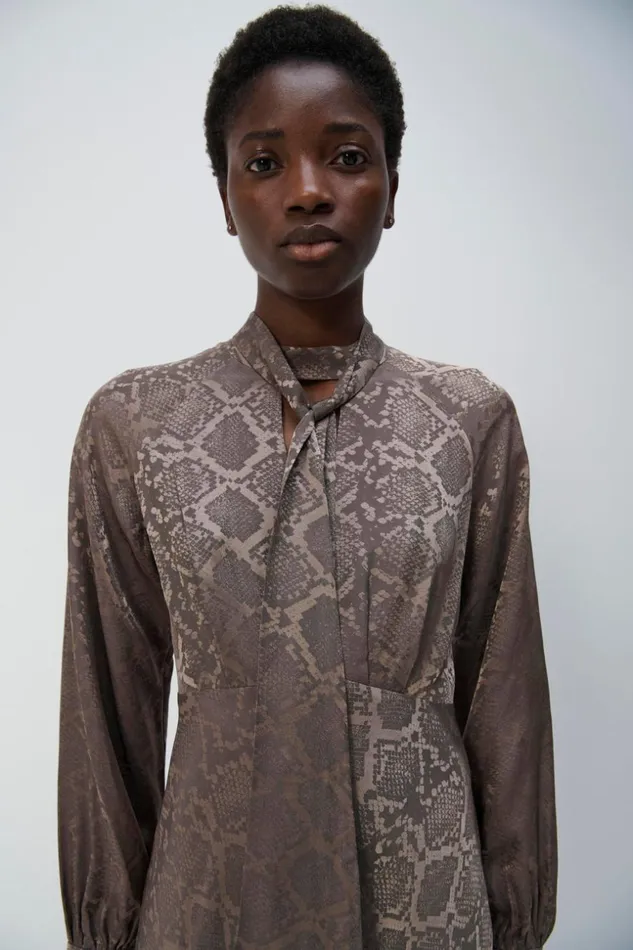 Jonathan Simkhai Tawney Dress Affogato Python Women Dresses and Jumpsuits