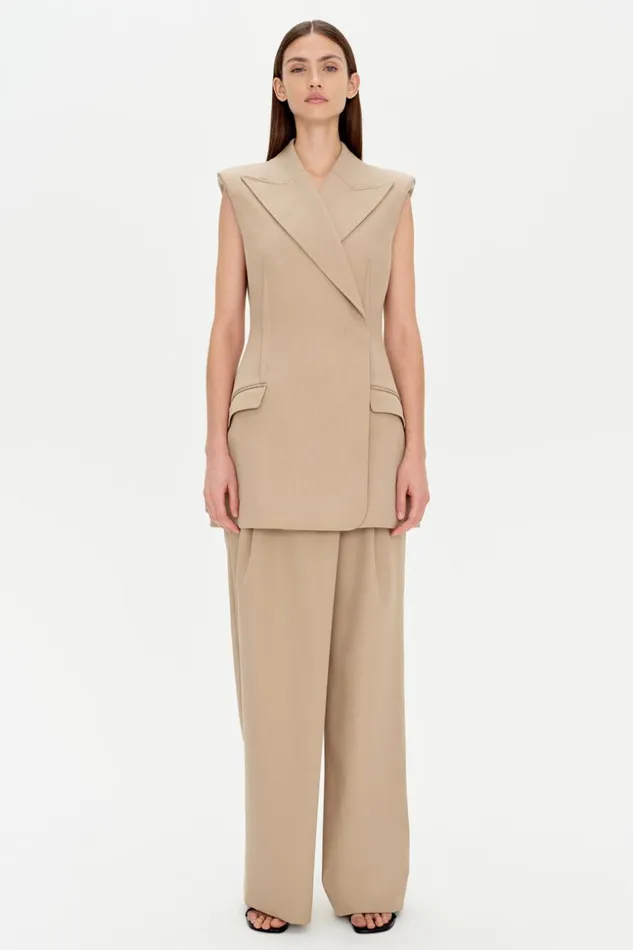 Jonathan Simkhai Tayler Trouser Camel Melange Women Pants and Bottoms