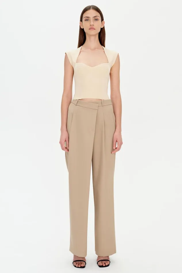 Jonathan Simkhai Tayler Trouser Camel Melange Women Pants and Bottoms