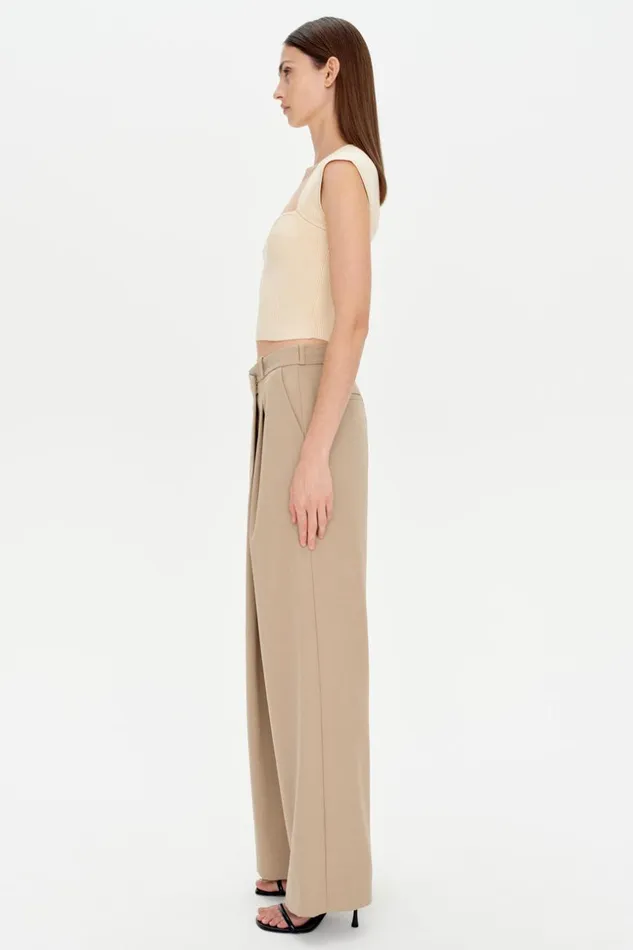 Jonathan Simkhai Tayler Trouser Camel Melange Women Pants and Bottoms
