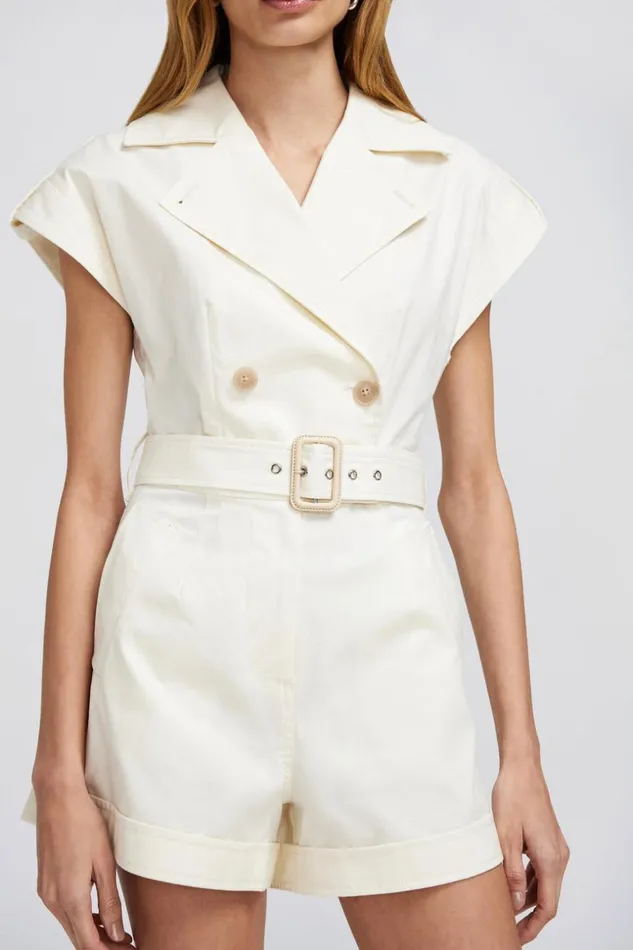 Jonathan Simkhai Vega Romper Natural White Women Dresses and Jumpsuits