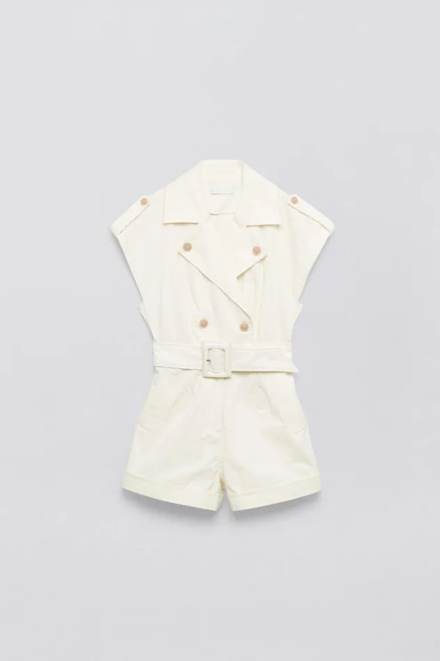 Jonathan Simkhai Vega Romper Natural White Women Dresses and Jumpsuits