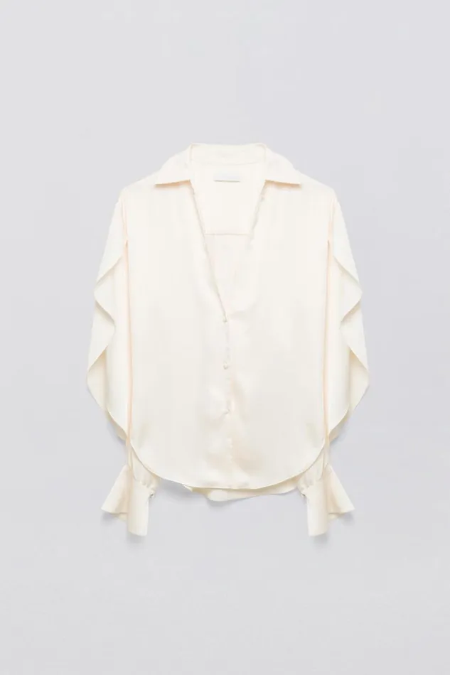 Jonathan Simkhai Yanna Shirt Natural White Women Tops and Bodysuits