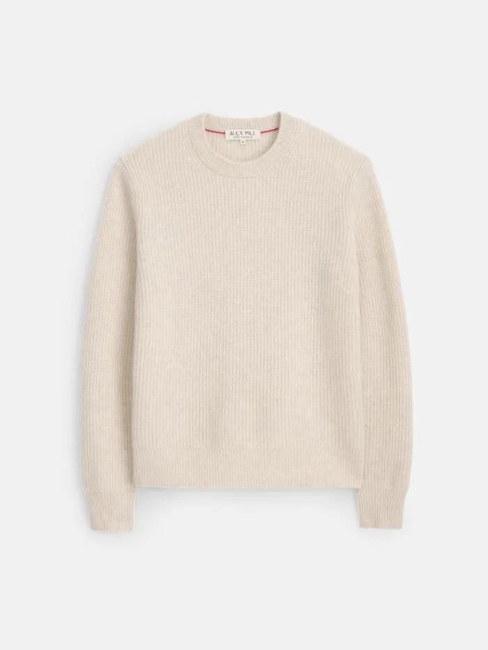 Jordan Sweater In Washed Cashmere Heather Ecru Women Alex Mill Sweaters