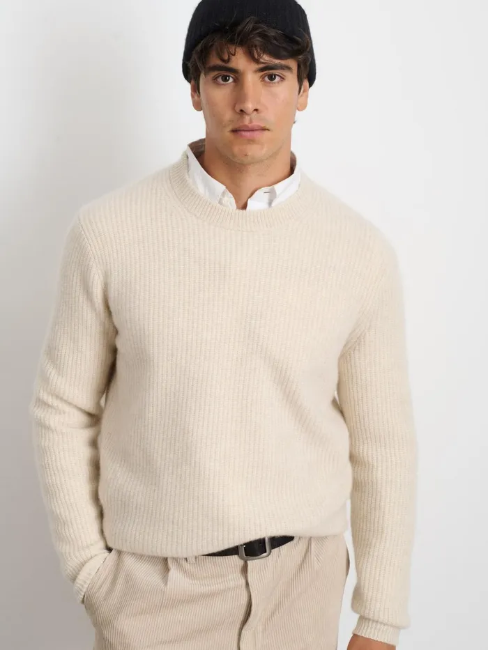 Jordan Sweater In Washed Cashmere Heather Ecru Women Alex Mill Sweaters