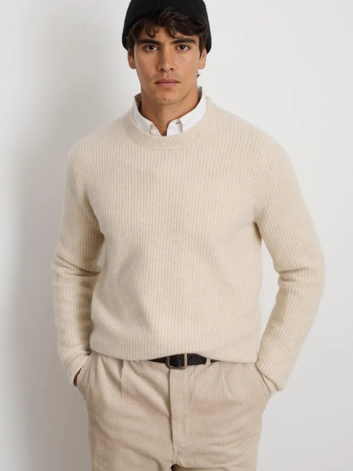 Jordan Sweater In Washed Cashmere Heather Ecru Women Alex Mill Sweaters