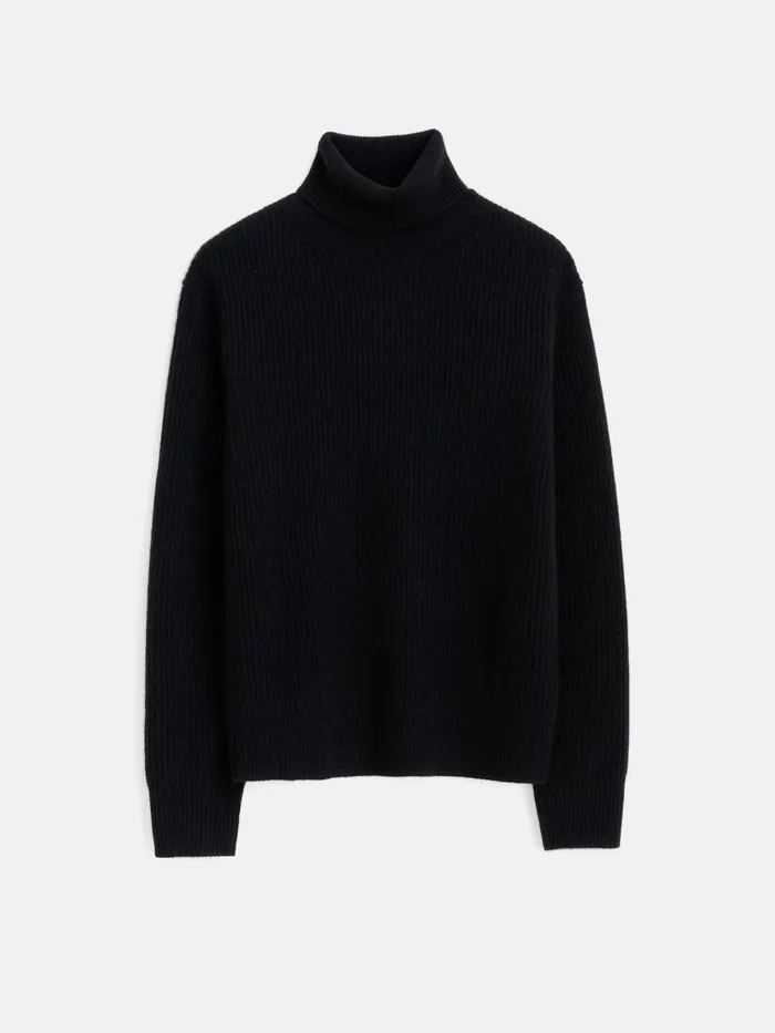 Judd Ribbed Turtleneck In Washed Cashmere Black Men Alex Mill Sweaters Sweatshirts
