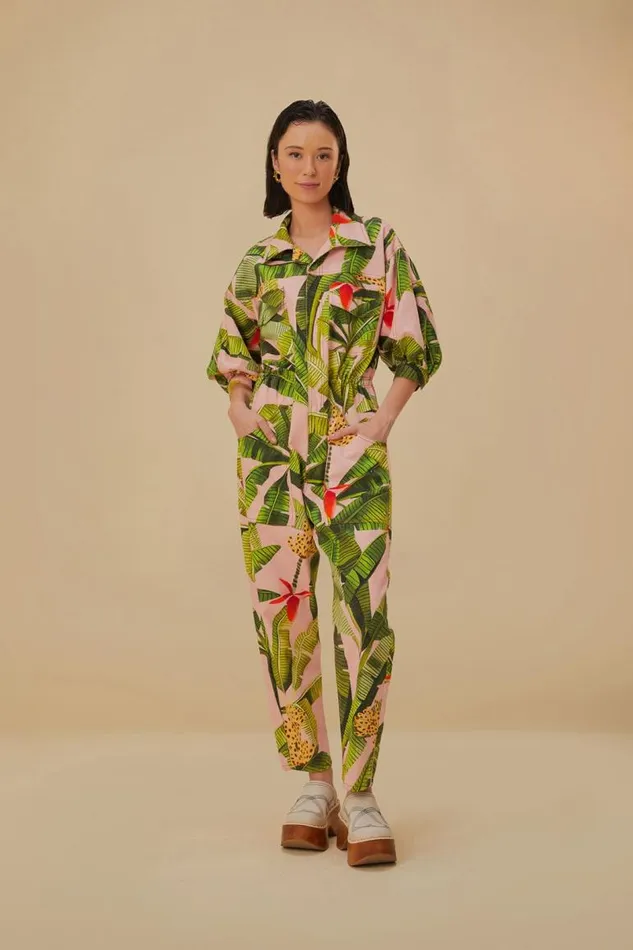 Jumpsuits Women FARM Rio Pink Banana Leaves Jumpsuit