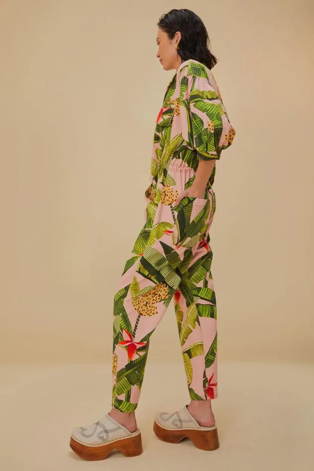 Jumpsuits Women FARM Rio Pink Banana Leaves Jumpsuit