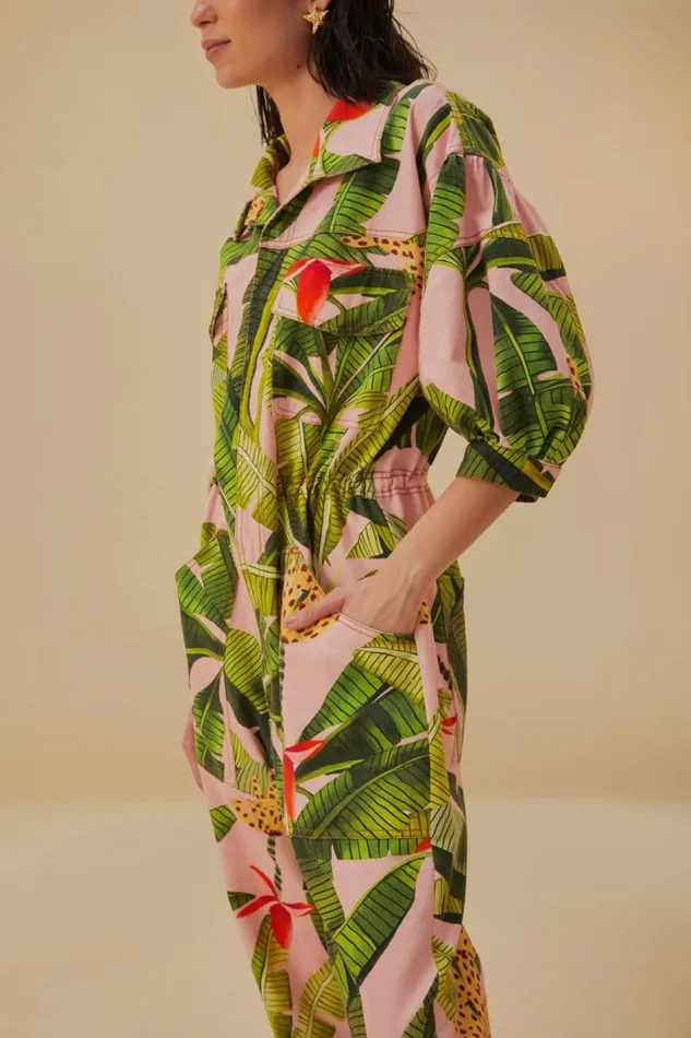 Jumpsuits Women FARM Rio Pink Banana Leaves Jumpsuit