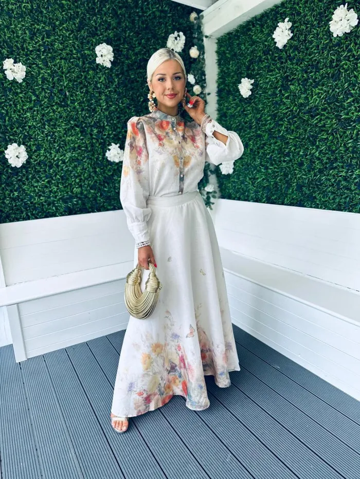 Karla Button Detail 2 Piece Set Floral Off White Womens Canella Lane Suits and Blazers