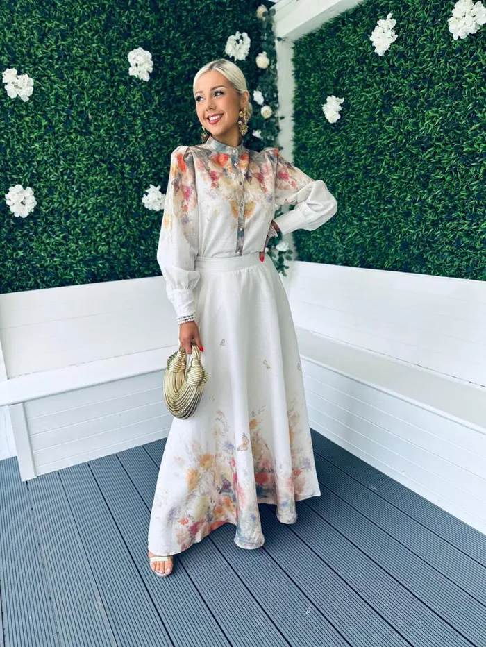 Karla Button Detail 2 Piece Set Floral Off White Womens Canella Lane Suits and Blazers