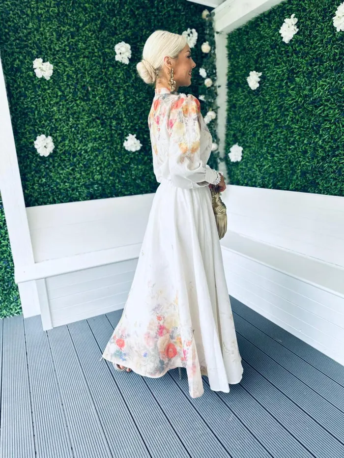 Karla Button Detail 2 Piece Set Floral Off White Womens Canella Lane Suits and Blazers