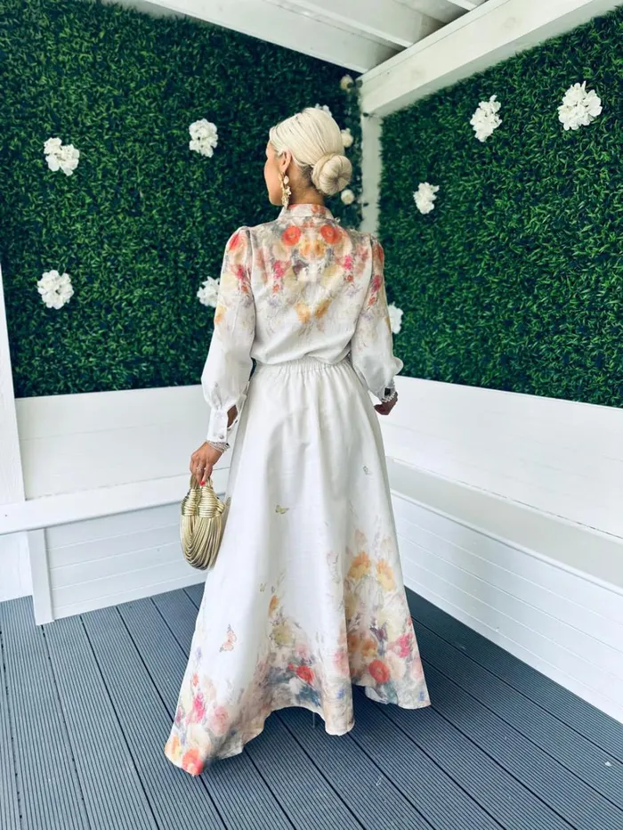 Karla Button Detail 2 Piece Set Floral Off White Womens Canella Lane Suits and Blazers