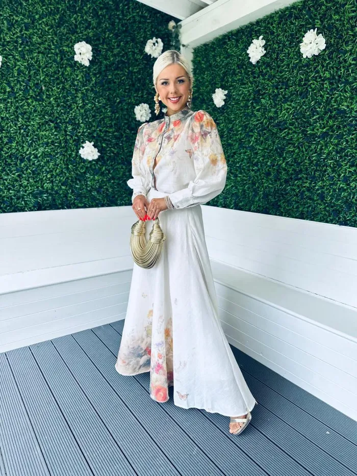 Karla Button Detail 2 Piece Set Floral Off White Womens Canella Lane Suits and Blazers