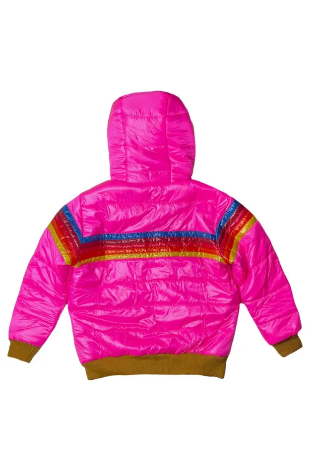 KIDS 5 STRIPE TREKKER JACKET 8211 GLOSSY NEON PINK Kids Aviator Nation Kid039s Outerwear