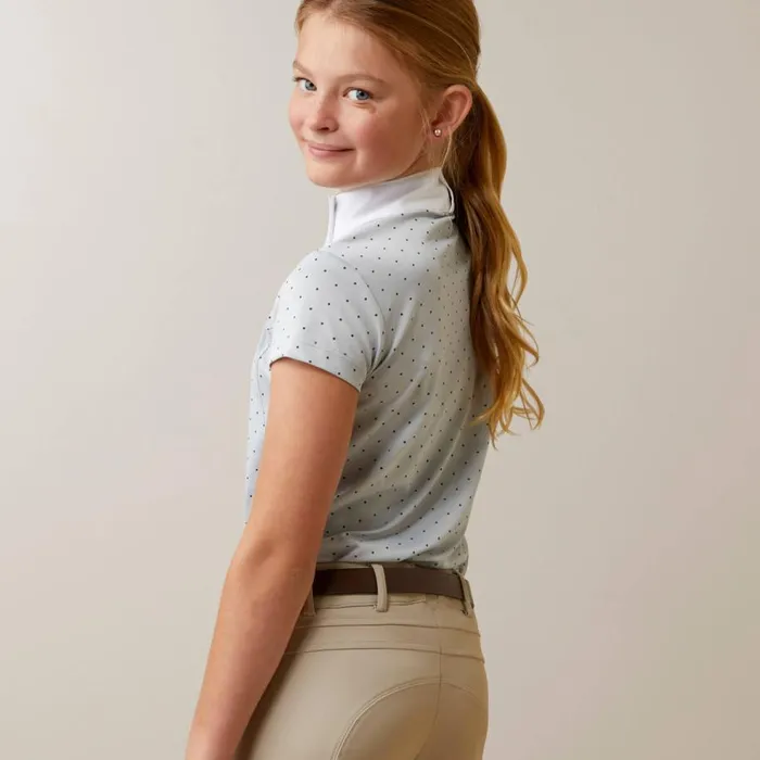Kids Aptos Show Shirt Pearl Grey Dot Ariat English Riding Clothing Kids Aptos Show Shirt Pearl Grey Dot Ariat English Riding Clothing