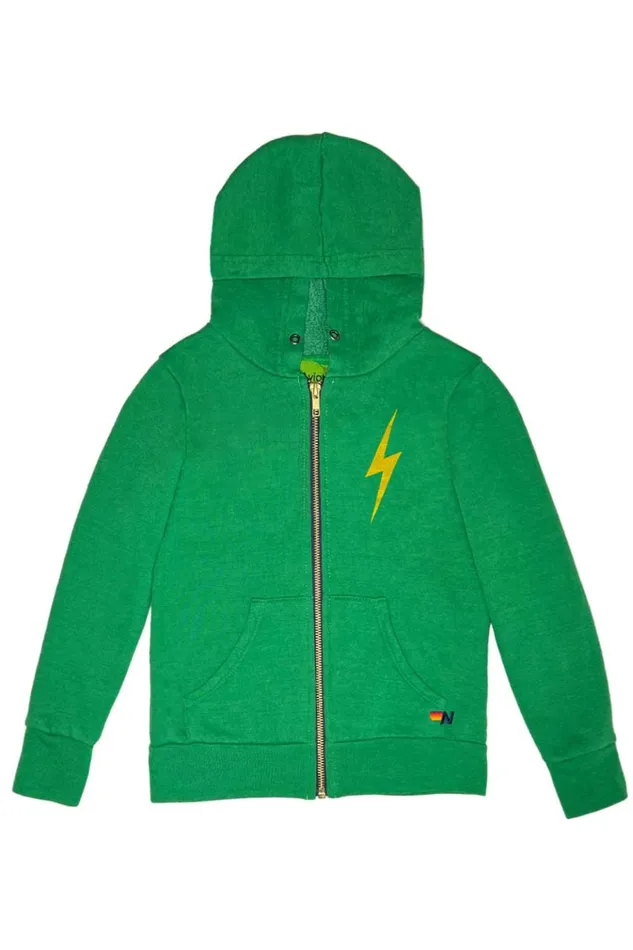 KIDS BOLT PRINT ZIP HOODIE 8211 KELLY GREEN Kids Aviator Nation Kid039s Hoodies