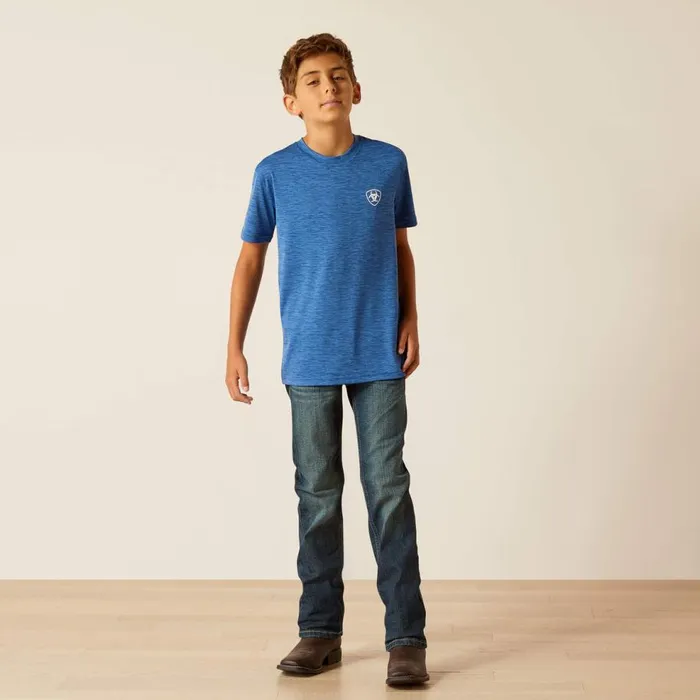 Kids Charger Ariat Spirited TShirt Monaco Blue Ariat TShirts and Polos Kids Charger Ariat Spirited TShirt Monaco Blue Ariat TShirts and Polos