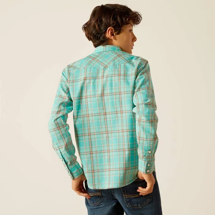 Kids Hudsyn Retro Fit Shirt Blue Turquoise Ariat Button Down Shirts Kids Hudsyn Retro Fit Shirt Blue Turquoise Ariat Button Down Shirts