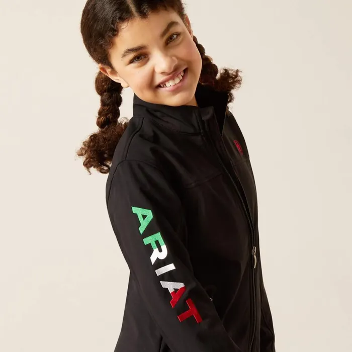 Kids New Team Softshell Brand Jacket Mex Black Ariat Jackets and Vests Kids New Team Softshell Brand Jacket Mex Black Ariat Jackets and Vests