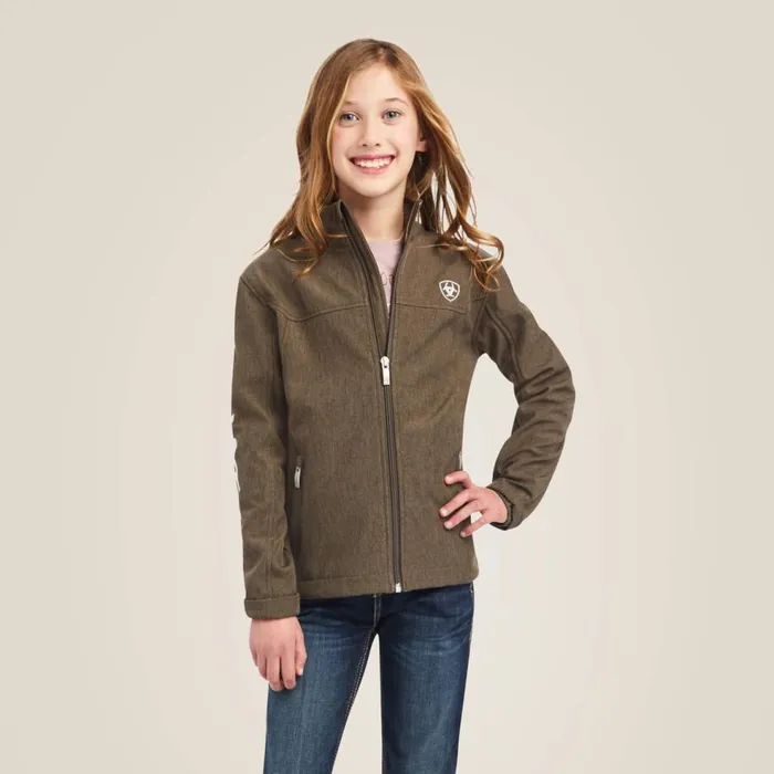 Kids New Team Softshell Jacket Banyan Bark Heather Ariat Jackets and Vests
