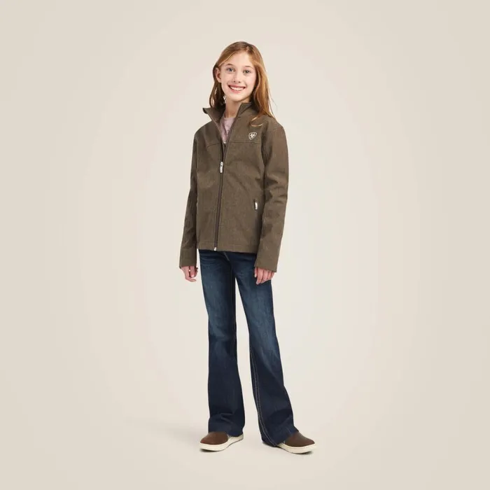 Kids New Team Softshell Jacket Banyan Bark Heather Ariat Jackets and Vests Kids New Team Softshell Jacket Banyan Bark Heather Ariat Jackets and Vests