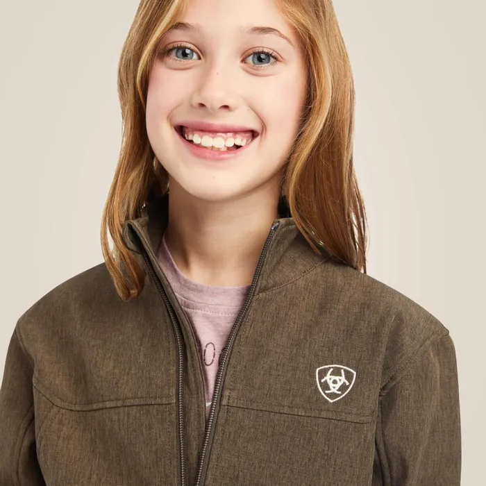 Kids New Team Softshell Jacket Banyan Bark Heather Ariat Jackets and Vests Kids New Team Softshell Jacket Banyan Bark Heather Ariat Jackets and Vests