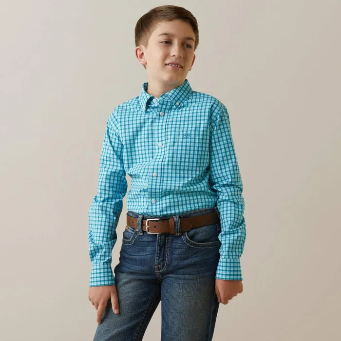 Kids Pro Series Kalvin Classic Fit Shirt Enamel Blue Ariat Button Down Shirts