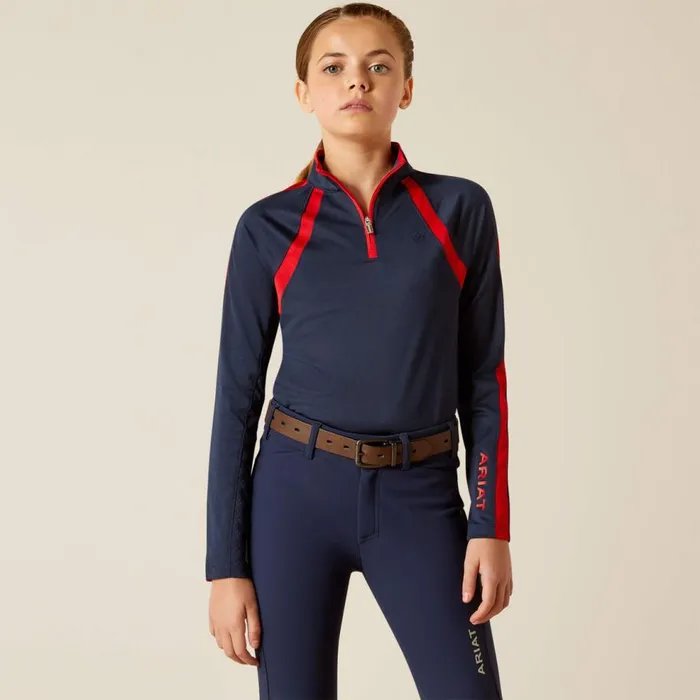 Kids Sunstopper 30 14 Zip Baselayer Navyt Ariat English Riding Clothing