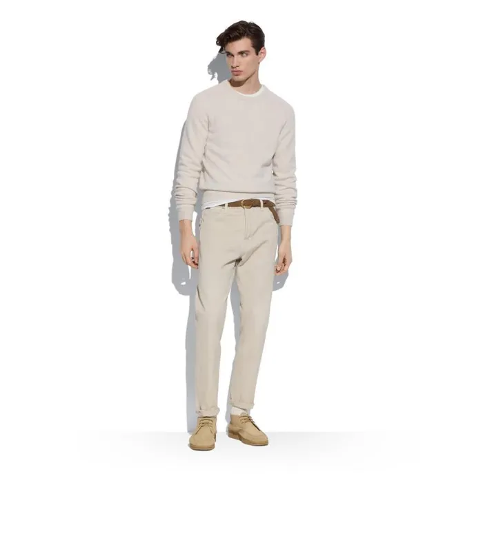 Knitwear Men TOM FORD CASHMERE SADDLE CREW NECK Ivory Knitwear Men TOM FORD CASHMERE SADDLE CREW NECK Ivory