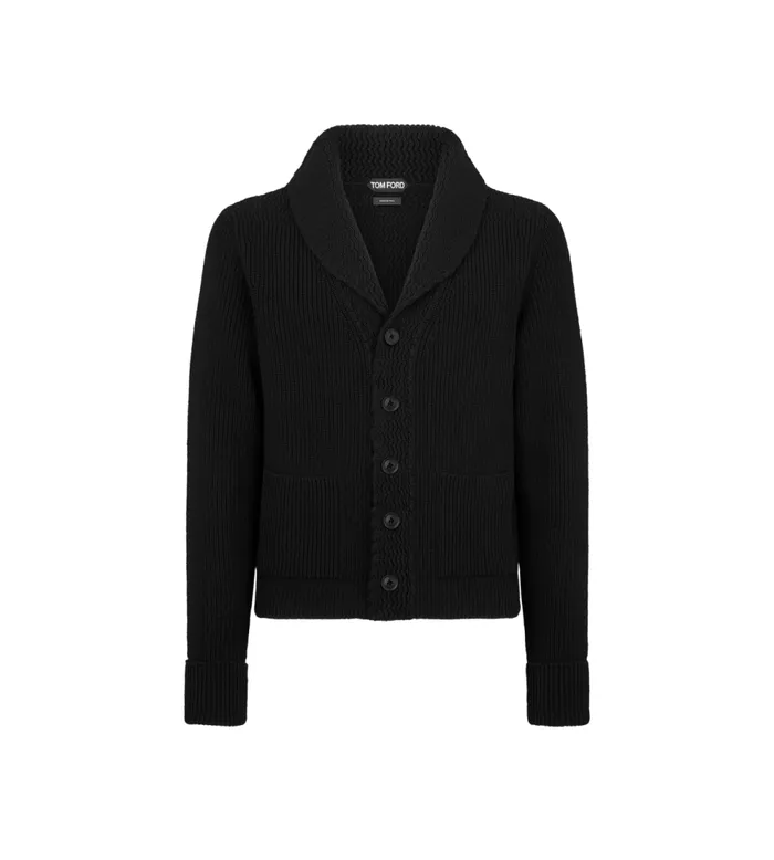 Knitwear Men TOM FORD CASHMERE SHAWL COLLAR CARDIGAN Black