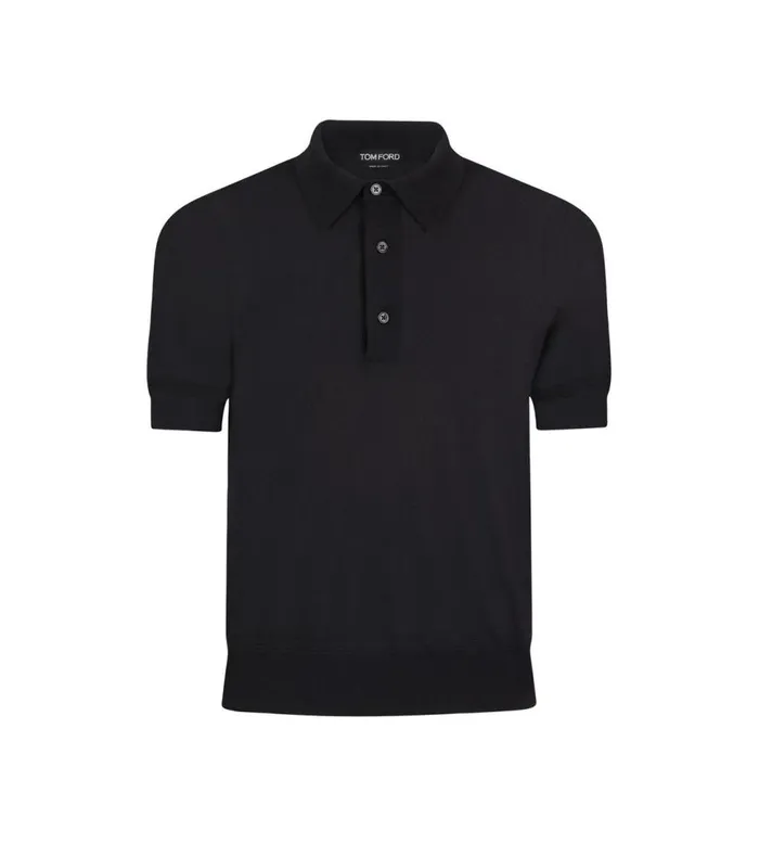 Knitwear Men TOM FORD FINE GAUGE CASHMERE SILK POLO Black