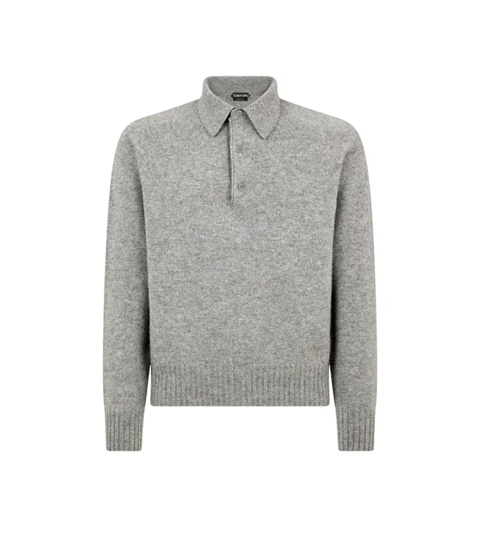 Knitwear Men TOM FORD SEAMLESS CASHMERE POLO Light Grey