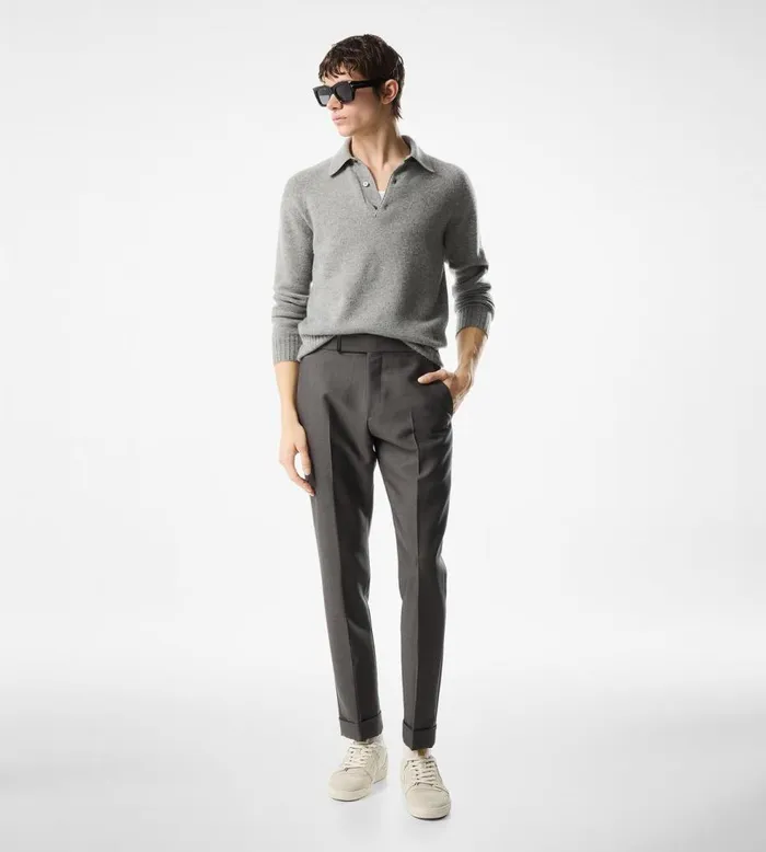 Knitwear Men TOM FORD SEAMLESS CASHMERE POLO Light Grey Knitwear Men TOM FORD SEAMLESS CASHMERE POLO Light Grey