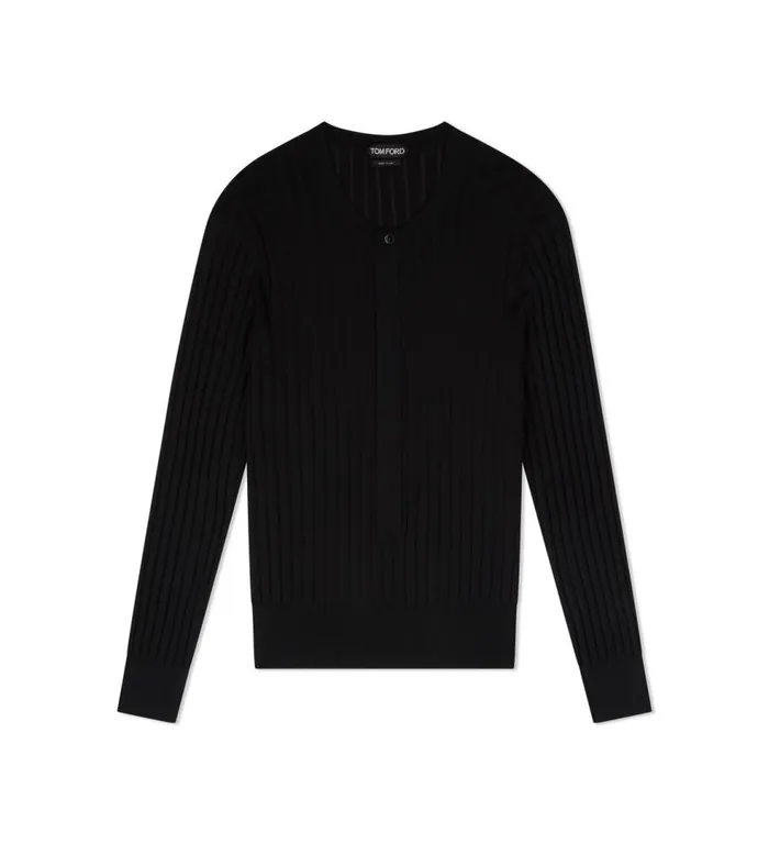 Knitwear Men TOM FORD SILK BLEND HENLEY Black