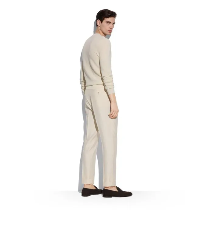 Knitwear Men TOM FORD TEXTURED SILK MERINO CREW NECK Chalk Knitwear Men TOM FORD TEXTURED SILK MERINO CREW NECK Chalk