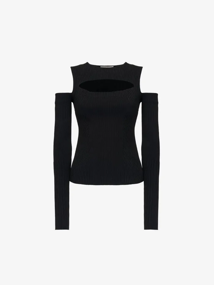 Knitwear Women Alexander McQueen Slashed Knit Top Black