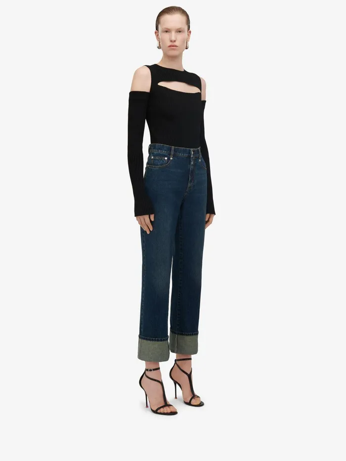 Knitwear Women Alexander McQueen Slashed Knit Top Black